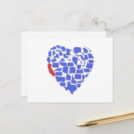 Cartão Postal California American Heart Mosaic Blue Cali