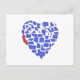 Cartão Postal California American Heart Mosaic Blue Cali