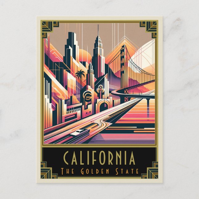Cartão Postal Califórnia | Art Deco (Frente)