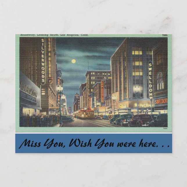 Cartão Postal Califórnia, Broadway, Los Angeles (Frente)