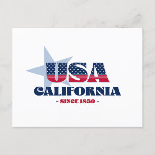 Cartão Postal California em Vermelho, Branco e Azul Cartão-posta