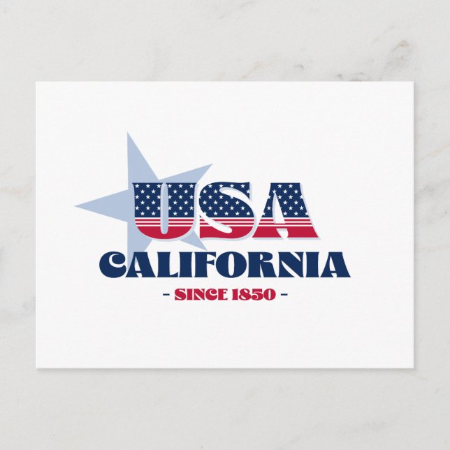 Cartão Postal California em Vermelho, Branco e Azul Cartão-posta (Frente)