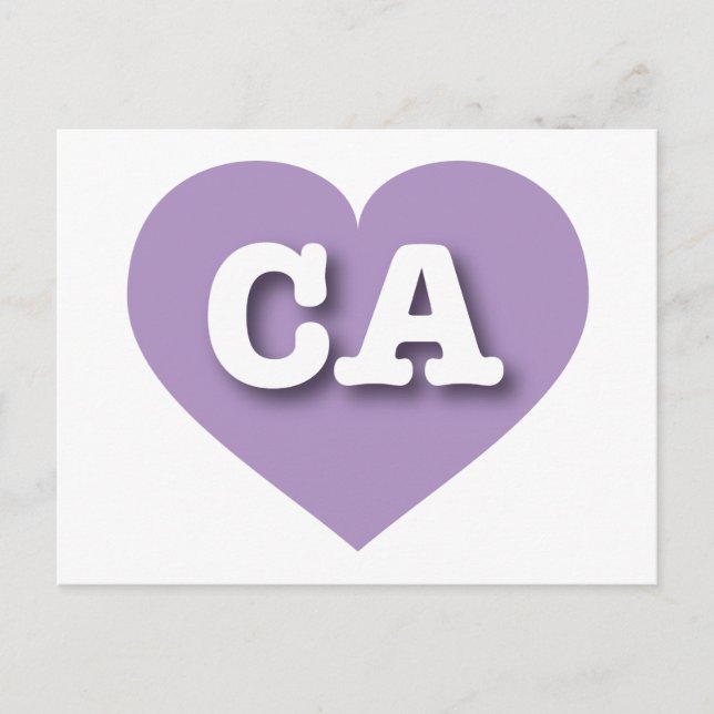 Cartão Postal California Lavanda Heart - Eu amo CA (Frente)