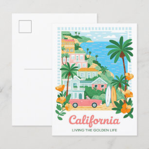 Cartão Postal California Living the Ouro Life Summer Viagem