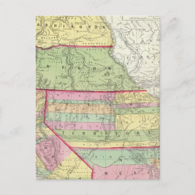 Cartão Postal Califórnia, Oregon, Washington, Utah, Novo México  (Frente)