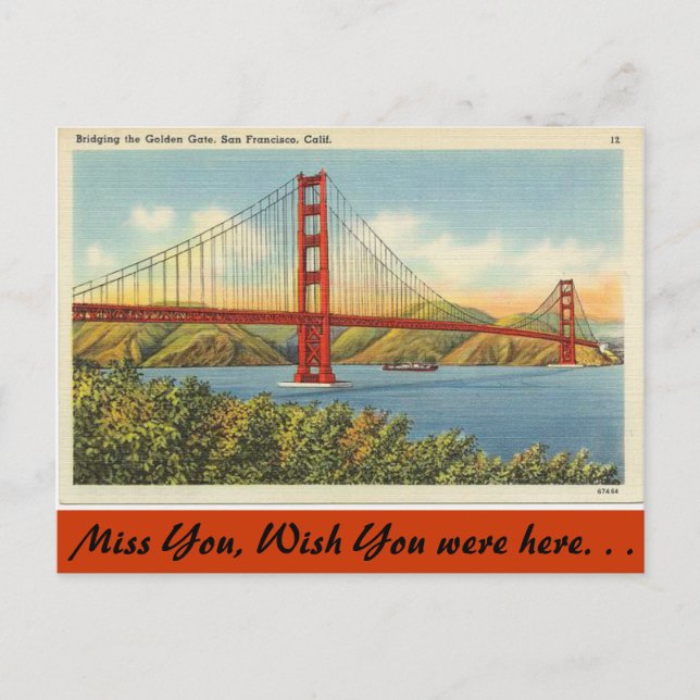 Cartão Postal California, Ponte Ouro Gate (Frente)