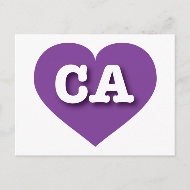 Cartão Postal California Purple Heart - Eu amo CA (Frente)