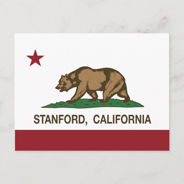 Cartão Postal California Republic Flag Stanford (Frente)