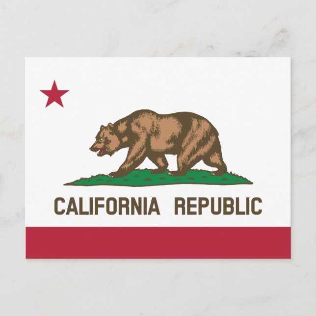 Cartão Postal California Republic State Flag Bear (Frente)