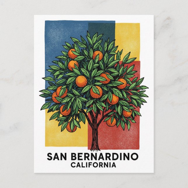 Cartão Postal California San Bernardino Orange Tree (Frente)