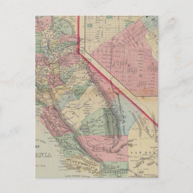 Cartão Postal California, São Francisco Map by Mitchell (Frente)