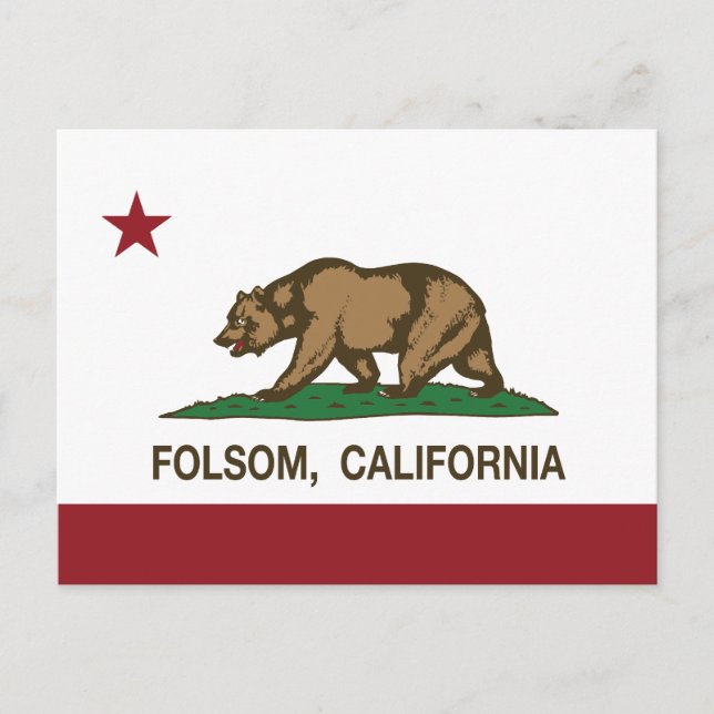 Cartão Postal California State Flag Folsom (Frente)