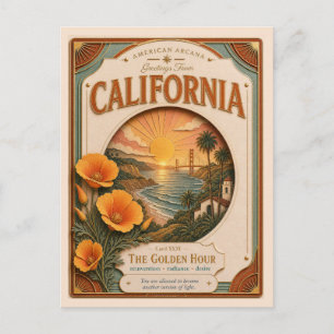 Cartão Postal Califórnia Vintage Paper Cut American Arcana
