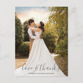 Cartão Postal Caligrafia de casamento moderna Foto de amor e gra