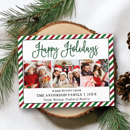 Cartão Postal Caligrafia divertida 3 Fotografias Feriado Glitter