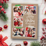 Cartão Postal Caligrafia Divertida Kraft Feliz Fita de Artesanat<br><div class="desc">A Caligrafia Moderna Escreve a Feliz Colagem de Fotos do Kraft 5 de Natal com Cartão-Postal de Fita de Artesanato.</div>