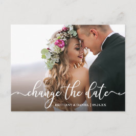 Cartão Postal Caligrafia Elegante Alterar a Data Nova Data