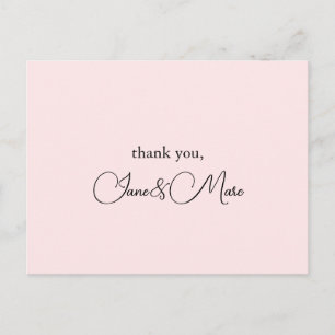 Cartão Postal Caligrafia Elegante rosa Personalizada Obrigado Ca