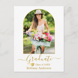 Cartão Postal Caligrafia em Arco Moderno Graduação do Boné Doura