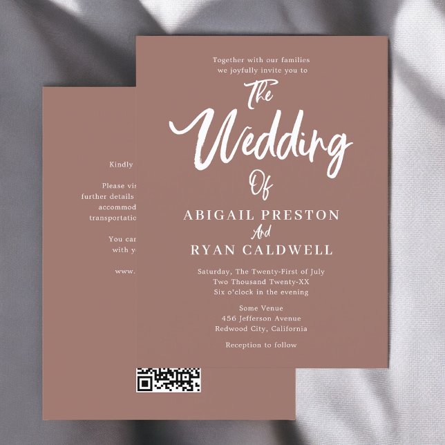 Cartão Postal Caligrafia em Bruxelas Orçamento Brown Casamento (Criador carregado)