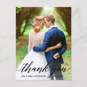 Cartão Postal Caligrafia   Fotografia de Noiva e Noivo Casamento