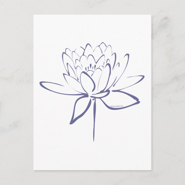 Cartão Postal Caligrafia Lotus (Azul) (Frente)