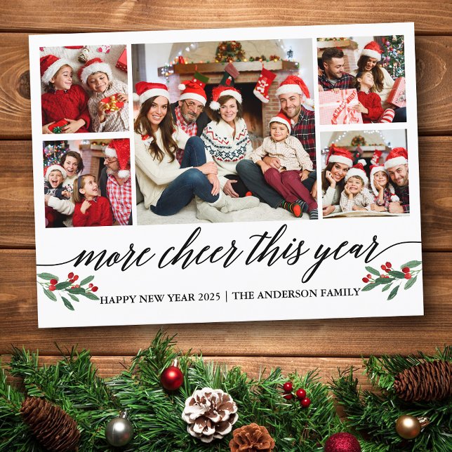 Cartão Postal Caligrafia Mais Saúde Este Ano 5 Feriado Fotográfi (Customize to change your personalized text size or text style.)