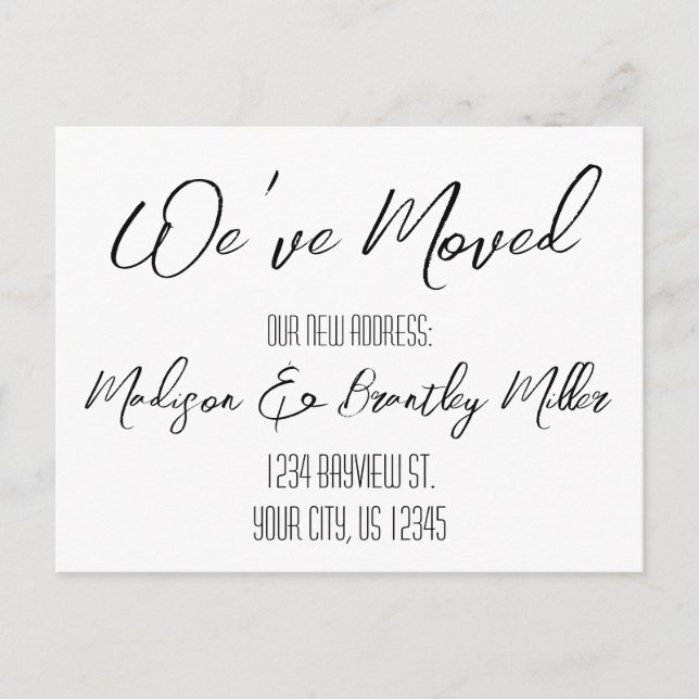 Cartão Postal Caligrafia manuscrita Novo Endereço Postcar de Mov (Frente)