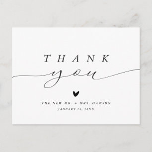 Cartão Postal Caligrafia Minimalista Simples Obrigado