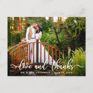 Cartão Postal Caligrafia Moderna Casamento Amor e Agradecimento