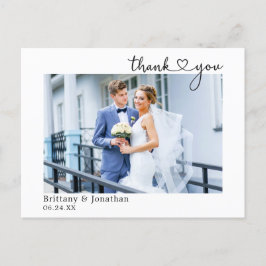 Cartão Postal Caligrafia Moderna Coração Agradecimento Casamento