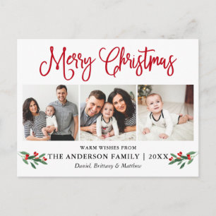 Cartão Postal Caligrafia Moderna Divertida Natal Vermelho Azevin