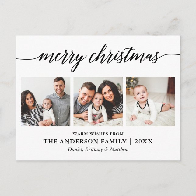 Cartão Postal Caligrafia moderna Feliz Natal 3 Foto (Frente)