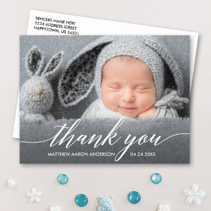 Cartão Postal Caligrafia Moderna Novo Bebê Obrigado