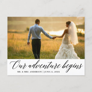 Cartão Postal Caligrafia Nossa Aventura Começa Casamento