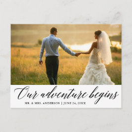 Cartão Postal Caligrafia Nossa Aventura Começa Casamento