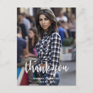 Cartão Postal Caligrafia Obrigado Formatura Foto Personalizada