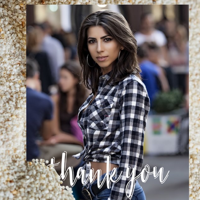 Cartão Postal Caligrafia Obrigado Personalizado Foto Graduação (Criador carregado)