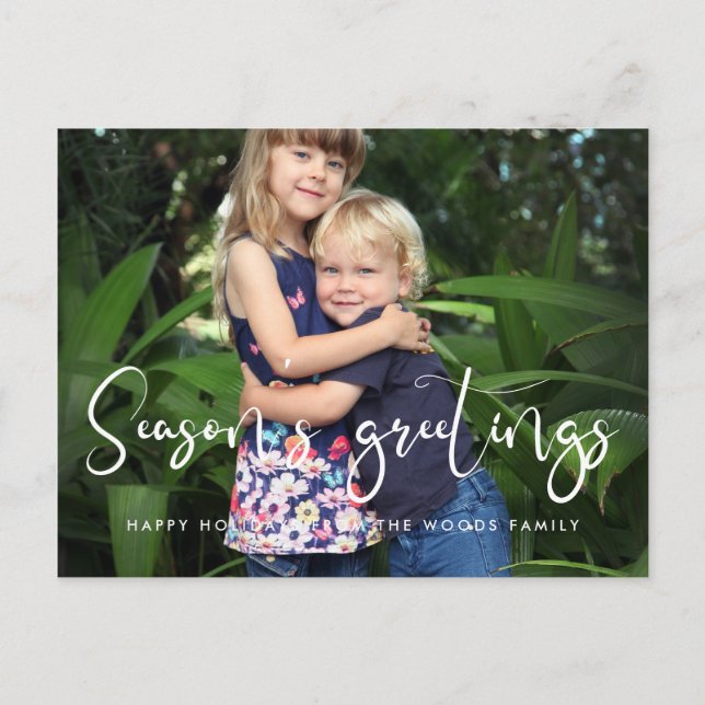 Cartão Postal Caligrafia Whimsical: Foto de saudações de época (Frente)
