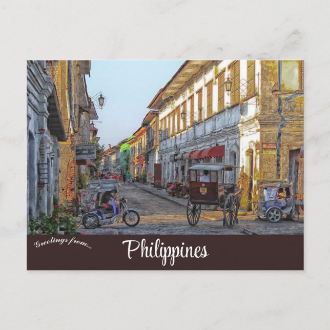 Cartão Postal Calle Crisologo Vigan Filipinas (Frente)