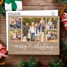 Cartão Postal Calligraphy Coração Natal Kraft 5 Foto Feriado