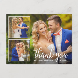 Cartão Postal Calliografia Casamento 3 Foto Colagem Obrigado