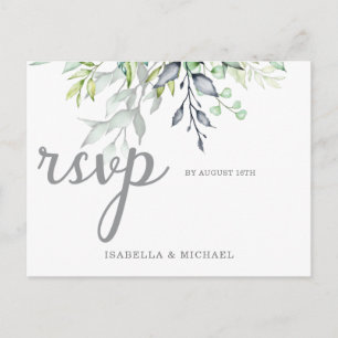 Cartão Postal Calliografia Casamento Botânico Rsvp