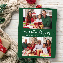 Cartão Postal Calliografia Coração Feliz Natal Verde 2 Foto