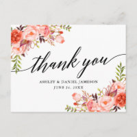 Calliografia Coral Floral Casamento Obrigado