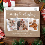 Cartão Postal Calliografia Heart Christmas Kraft 3 Photo<br><div class="desc">Cartaz de Natal Feliz Kraft 3 Photo Holiday do Coração da Caligrafia Moderna</div>
