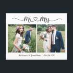 Cartão Postal Calliografia Heart Wedding 2 Foto Obrigado<br><div class="desc">Cartaz de Caligrafia Simples e Moderna,  Sr. e Sra. Heart Wedding Node e Groom 2 Foto,  obrigado</div>