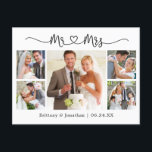 Cartão Postal Calliografia Heart Wedding 5 Foto Obrigado<br><div class="desc">Cartaz de Caligrafia Simples e Moderna,  Sr. e Sra. Heart Wedding Node e Groom 5 Foto Obrigado</div>