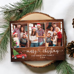Cartão Postal Calliografia Heart Wood 3 Photo Christmas Truck<br><div class="desc">Cartaz de Natal para a Colagem Fotográfica da Família Fotográfica 3 Fotográfica da Caligrafia Moderna - Watercolor Vintage Red Truck com Árvore de Natal</div>