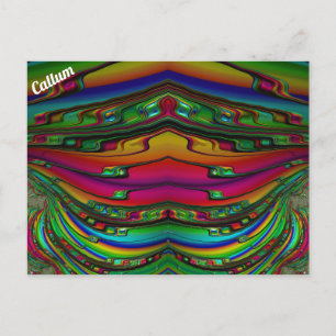 Cartão Postal CALLUM ~ Padrão de Design Fractal 3D ~ Multicolori